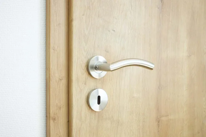 silver door handle