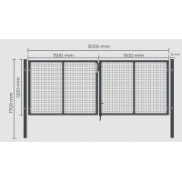 Double-Leaf Swing Gate in Anthracite 1200 x 3000 mm