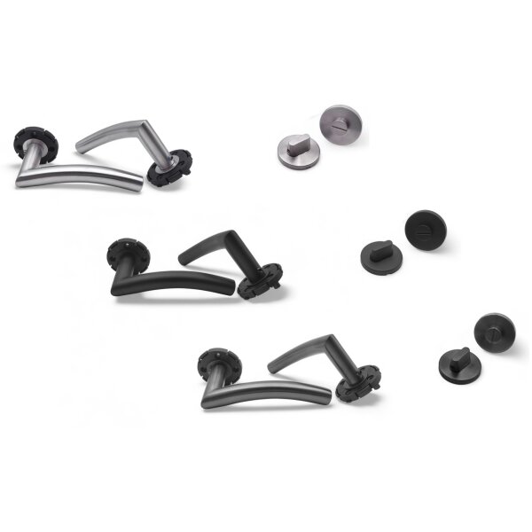 WC Lever Handle Set Riley in Silver