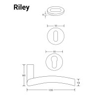 WC Lever Handle Set Riley in Silver