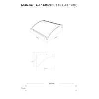 Schartec Aluminium Canopy L A-L with LED Lighting 1400 x 1000 mm