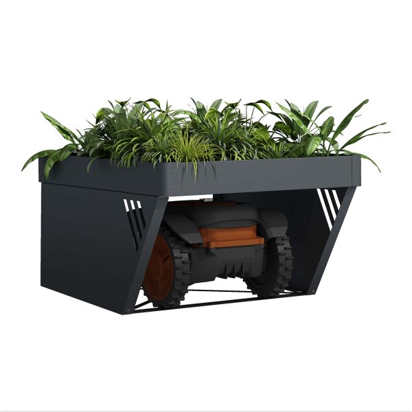 Schartec Lawn Mower Robot Garage with Plant Roof