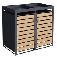 Schartec Bin Store 2-Pack Wood Design with Plant Roof SMBF1-2-H