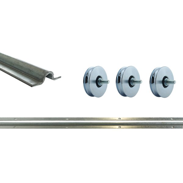Sliding Gate U-Groove Track and Roller Set – up to 3m