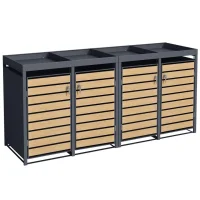 Schartec 4-Bin Wheelie Bin Store with Wooden Design and...