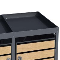 Schartec 4-Bin Wheelie Bin Store with Wooden Design and Planter Roof SMBF1-4-H