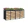 Schartec 4-Bin Wheelie Bin Store with Wooden Design and Planter Roof SMBF1-4-H