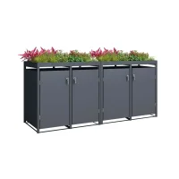 Schartec Bin Store 4-Pack Anthracite with Plant Roof...