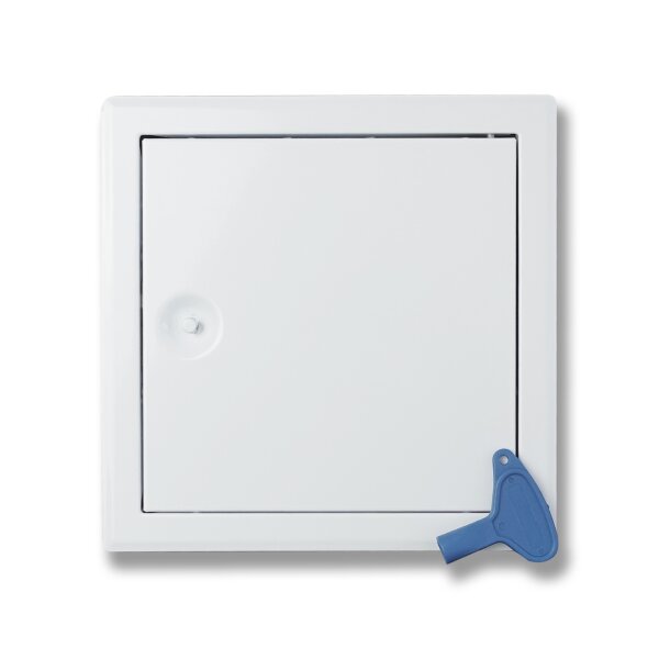 White metal access panel with key 500 x 500 mm