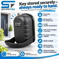 Schartec Key Safe SKB2 – Wall-Mounted Key Box with 4-Digit Combination Code for Outdoor Use