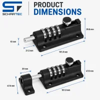 Schartec Door Bolt with Combination Code – Mechanical Gate Lock