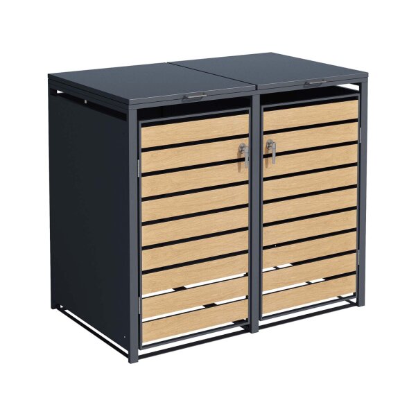 Schartec Wheelie Bin Box Wood Design SMB1-2