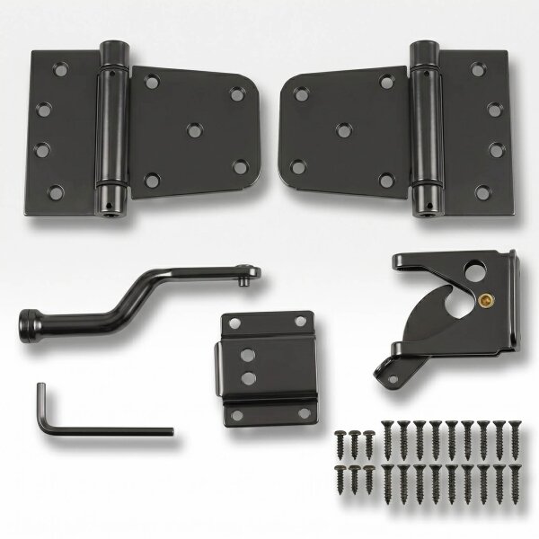 SCHARTEC Premium Garden Gate Hardware Kit black – 3 mm hinges & gate latch