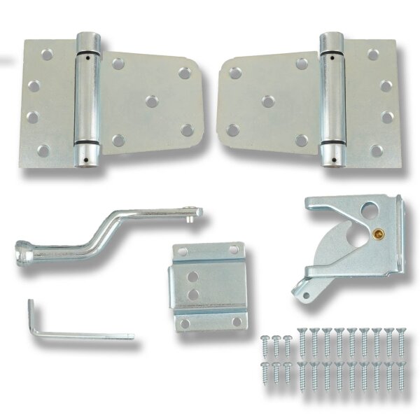SCHARTEC Premium Garden Gate Hardware Kit galvanised – 3 mm hinges & gate latch