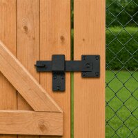 Fold-over gate bolt lock, steel, black, 360° rotatable, for barn, garden & sliding gates, incl. screws