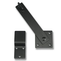 Fold-over gate bolt lock, steel, black, 360° rotatable, for barn, garden & sliding gates, incl. screws