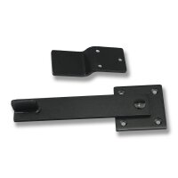 Fold-over gate bolt lock, steel, black, 360° rotatable, for barn, garden & sliding gates, incl. screws