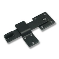 Fold-over gate bolt lock, steel, black, 360° rotatable, for barn, garden & sliding gates, incl. screws