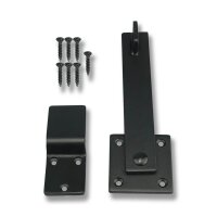 Fold-over gate bolt lock, steel, black, 360° rotatable, for barn, garden & sliding gates, incl. screws