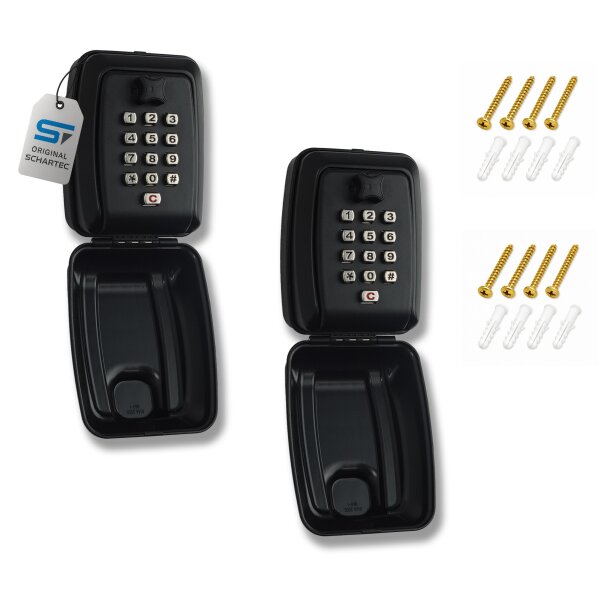 2-Set Schartec Key Safe Box with Push-Button Code & Cover – Key Lock Box for Wall Mounting