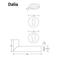 Dalia Stainless Steel Door Handle in Silver