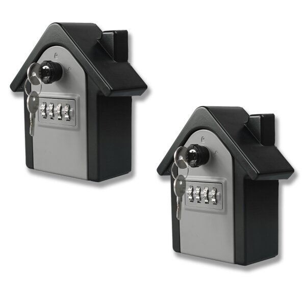 2-Set Schartec Key Safe Box with Code – House-Shaped Key Lock Box for Wall Mounting